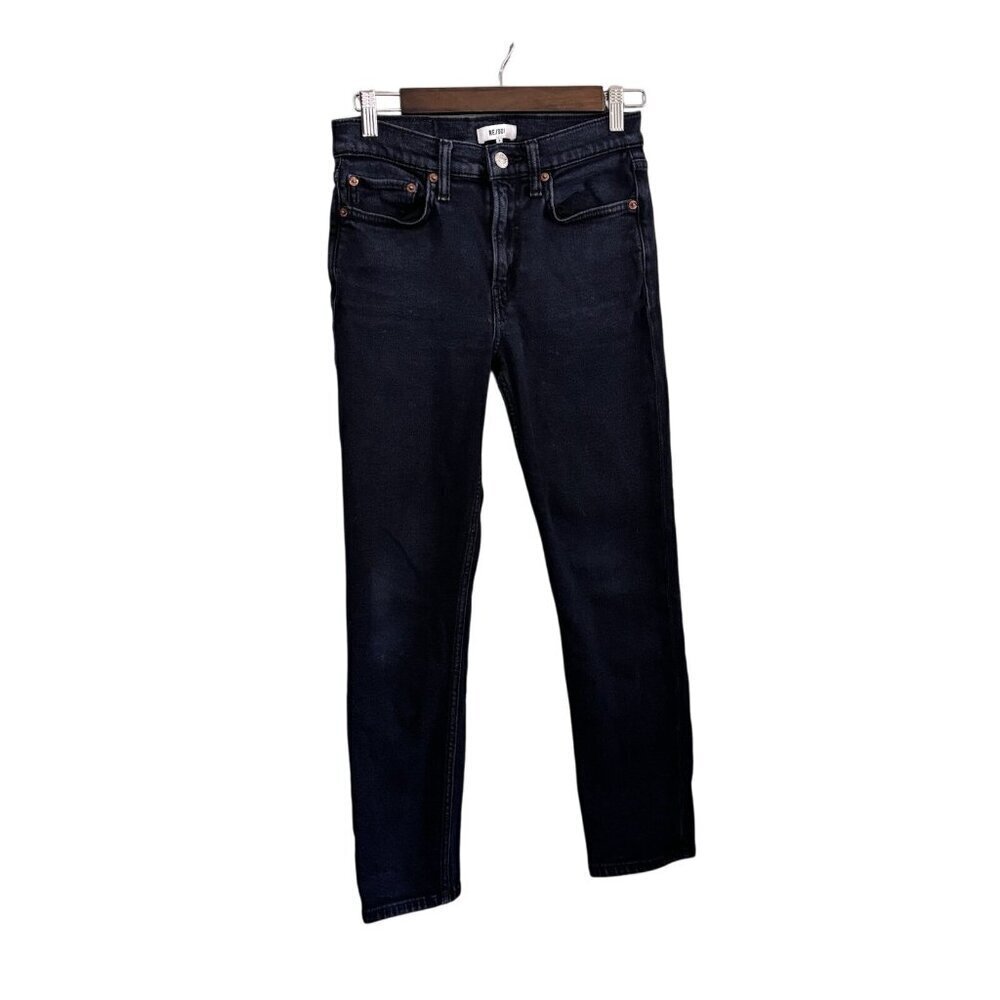 Re/Done Jet Blue Black Skinny Jeans Women 26 Mid Rise